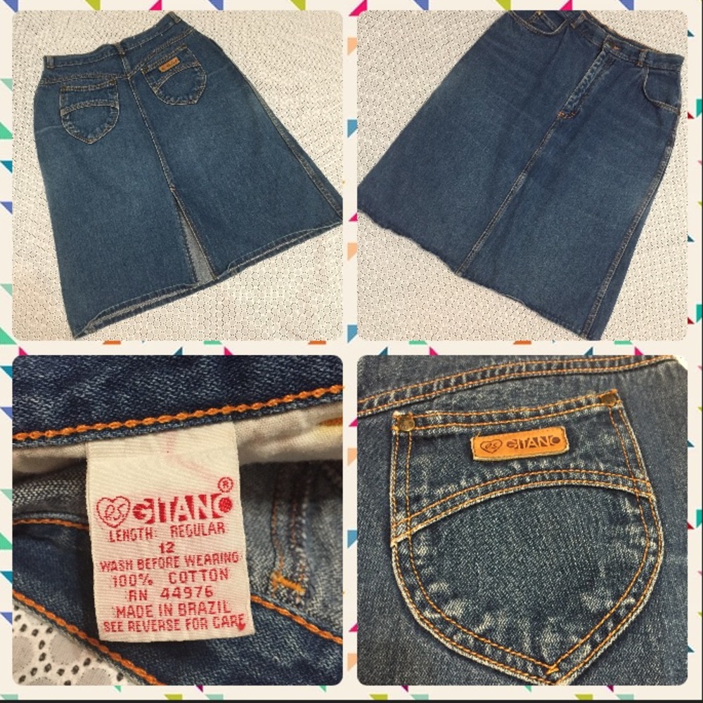 GITANO VTG Vintage blue Denim Jean Skirt 80s VTG